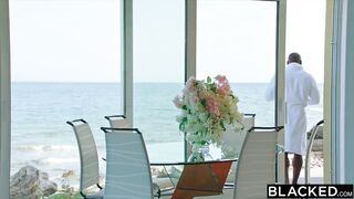 BLACKED Cute petite Blonde Zazie devours Aaron’s thick BBC