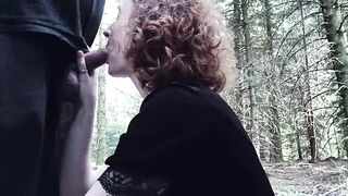 Little fuck in the forest with Mr: blowjob, doggy style and cum in the mouth