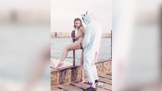 A lass is taking a good cock ride from a bloke in a bizarre unicorn costume. Classic girly-next-door turns wild, eh? – @lomax’s Sex Reel